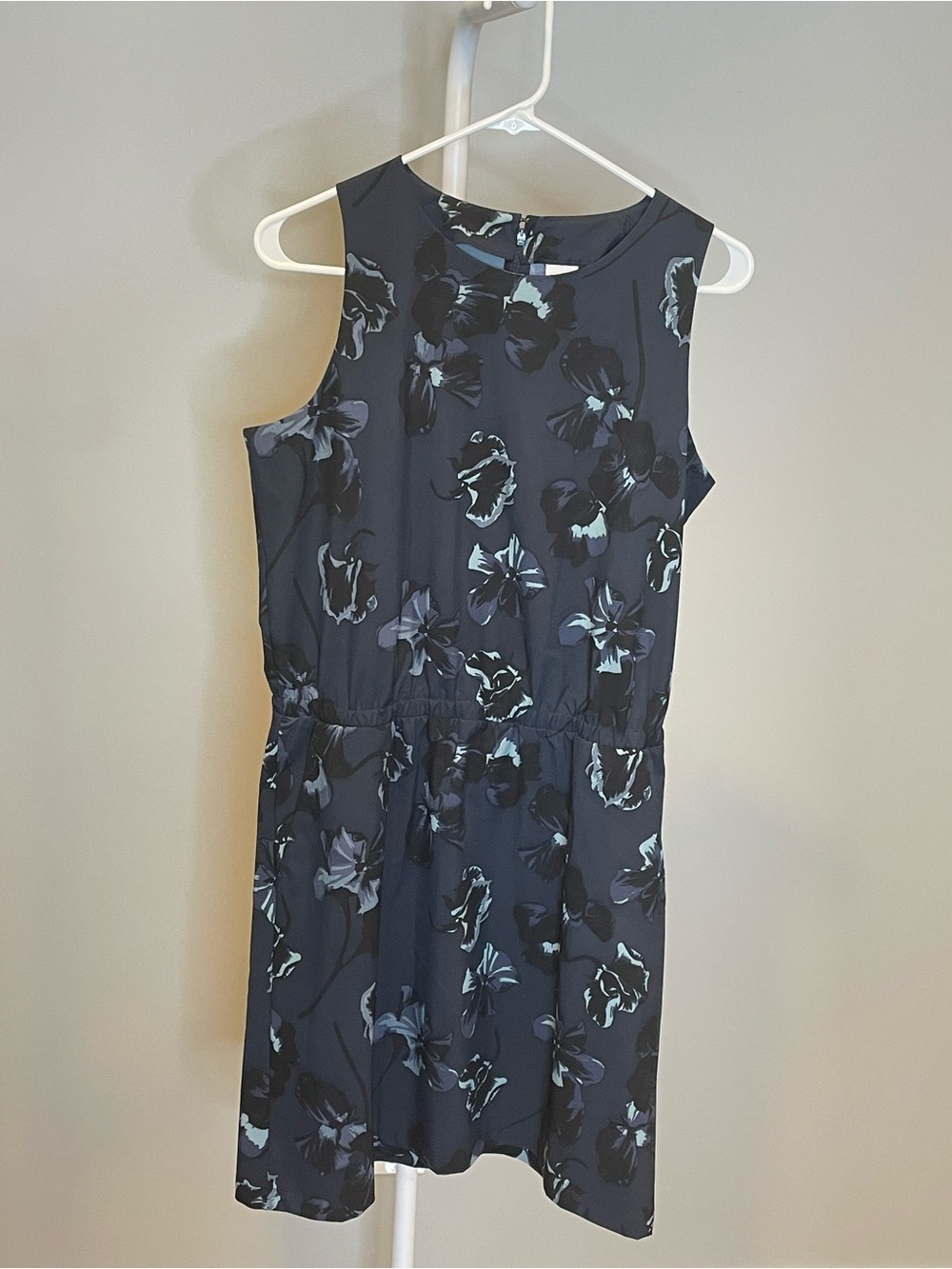 Lole Sleeveless Floral Dress Navy Blue Athletic Travel Dress - Large